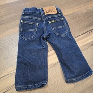 Vintage Lee USA Union Made Kids Jeans Dark Blue Wash Pants Size 1T 12 18 Mo